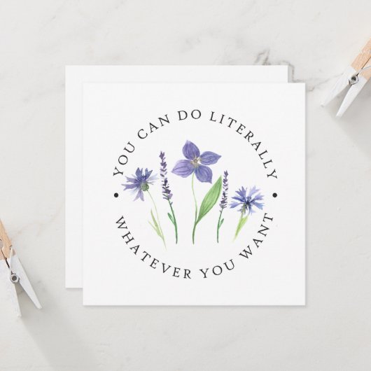  Paarse & Lavendel Waterverf Wildflower (Voorkant / Achterkant in situ)