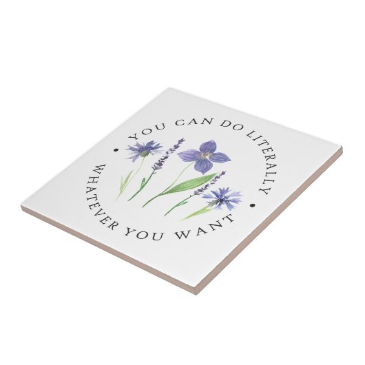  Paarse & Lavendel Waterverf Wildflower Tegeltje (Zijkant)