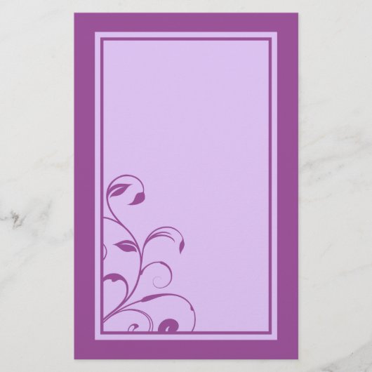 Paarse & lavendel wervelingen en krullen Briefpapi Briefpapier (Voorkant)