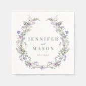 Paarse lavendel wildflower bruiloft papieren serve servet (Voorkant)