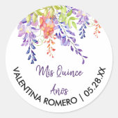 Paarse Lavendel Wisteria Bloemen Bloemen Ronde Sticker (Voorkant)