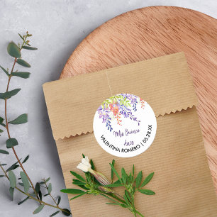 Paarse Lavendel Wisteria Bloemen Bloemstuk Ronde Sticker