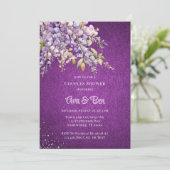 Paarse Lavendel Wisteria Glitter Paren Douche Kaart (Staand voorkant)