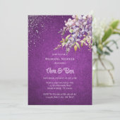 Paarse Lavendel Wisteria Glitter Trouwdouche Kaart (Staand voorkant)