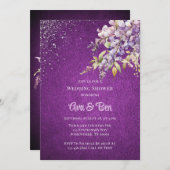 Paarse Lavendel Wisteria Glitter Trouwdouche Kaart (Voorkant / Achterkant)