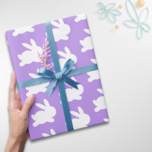 Paarse lavendel wit konijn paaspatroongeschenk