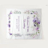 Paarse lavendel & witte anemonen bloemig | tapeste wandkleed (Voorkant (horizontaal))