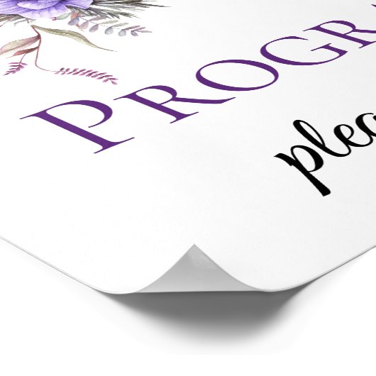 Paarse lavendel witte bloem bruiloftsprogramma bor poster (Hoek)