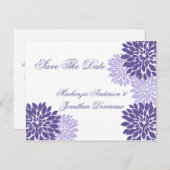 Paarse Lavendel Witte Bloemen Bewaar de datum Aankondigingskaart (Voorkant / Achterkant)