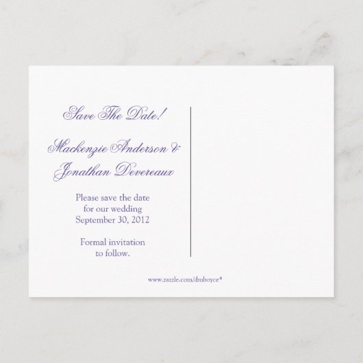 Paarse Lavendel Witte Bloemen Bewaar de datum Aankondigingskaart (Achterkant)