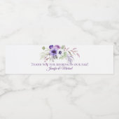 Paarse Lavendel Witte Bloemen Bruiloft Gunsten | Waterfles Etiket (Enkel label)