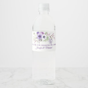 Paarse Lavendel Witte Bloemen Bruiloft Gunsten Waterfles Etiket