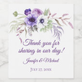 Paarse Lavendel Witte Bloemen Bruiloft Gunsten | Wijn Etiket (Enkel label)