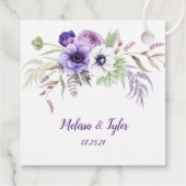 Paarse Lavendel Witte Bloemen Bruiloft Plein | Bedankjes Labels (Achterkant)