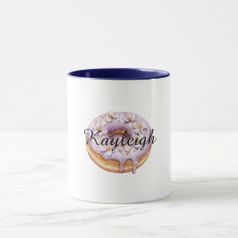 Paarse Lavendel Witte Bloemen Donut Mok