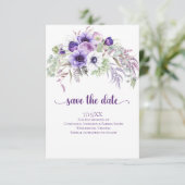 Paarse Lavendel Witte Bloemen Foto Save the Date (Staand voorkant)