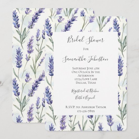 Paarse Lavendel Witte Bloemen Vrijgezellenfeest Kaart (Voorkant / Achterkant)