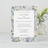 Paarse Lavendel Witte Bloemen Wedding Kaart (Staand voorkant)