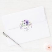 Paarse lavendel witte bloemenbruiloft dank u ronde sticker (Envelop)
