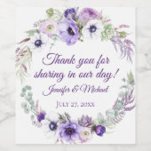 Paarse lavendel witte bloemenkrans bruiloft | wijn etiket (Enkel label)