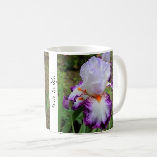 Paarse, lavendel & witte iris Mok (Voorkant rechts)