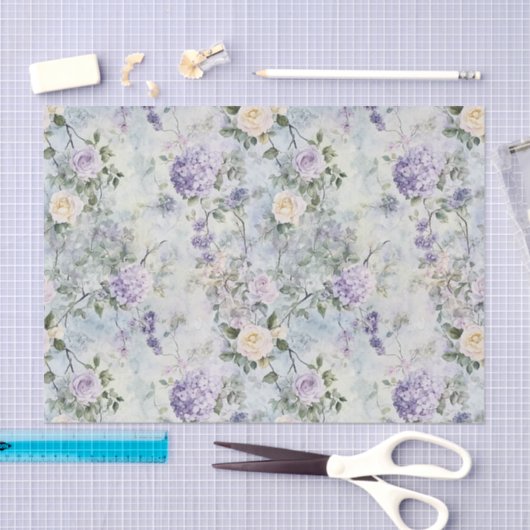  Paarse Lavendel Witte Rozen Bloemen Huwelijk Tissuepapier (Craft)