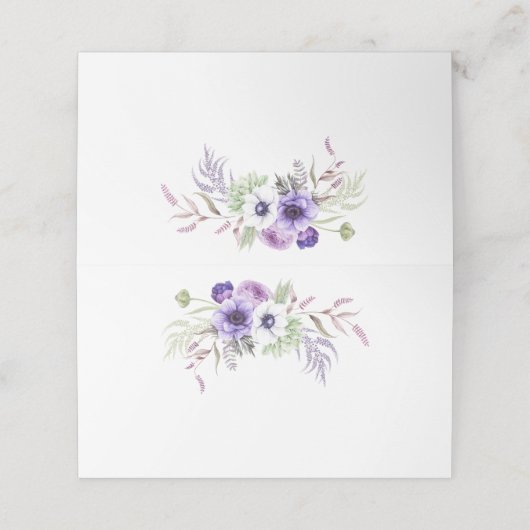 Paarse lavendel witte Waterverf bloemen Plaatskaartje (Buitenkant ongevouwen)