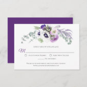 Paarse lavendel witte Waterverf bloemen | RSVP Kaartje (Voorkant / Achterkant)