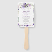 Paarse, Lavendel, Witte Waterverf Bloemenbruiloft Handwaaier (Voorkant)
