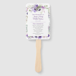Paarse, Lavendel, Witte Waterverf Bloemenbruiloft Handwaaier
