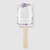 Paarse, Lavendel, Witte Waterverf Bloemenbruiloft Handwaaier (Achterkant)