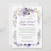 Paarse lavendel witte Waterverf bloemenbruiloft | Kaart (Voorkant)