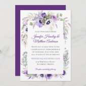 Paarse lavendel witte Waterverf bloemenbruiloft | Kaart (Voorkant / Achterkant)