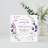 Paarse Lavendel Witte Waterverf Bloemenplein | Kaart (Staand voorkant)