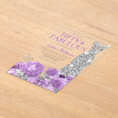 Paarse Lavendel & Zilver 50ste Verjaardagsfeestje Acryl Uitnodigingen (Laagn)