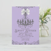 Paarse Lavendel Zilver Wit Bow Sweet 16 Sixteen Kaart (Staand voorkant)