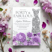 Paarse Lavendel & Zilveren Gown 40ste Verjaardagsf Kaart