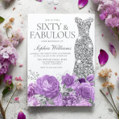 Paarse Lavendel & Zilveren Jurk 60e Verjaardagsfee Kaart