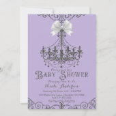 Paarse Lavendel & Zilveren Witte Boog Baby shower Kaart (Voorkant)