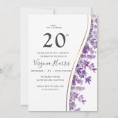 Paarse lavendelbloem 20e verjaardag kaart (Voorkant)