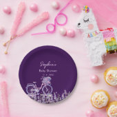 Paarse lavendelbloem Fietstaart Baby Shower bord (Feest)