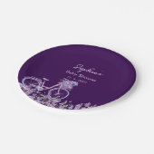 Paarse lavendelbloem Fietstaart Baby Shower bord (Gekanteld)