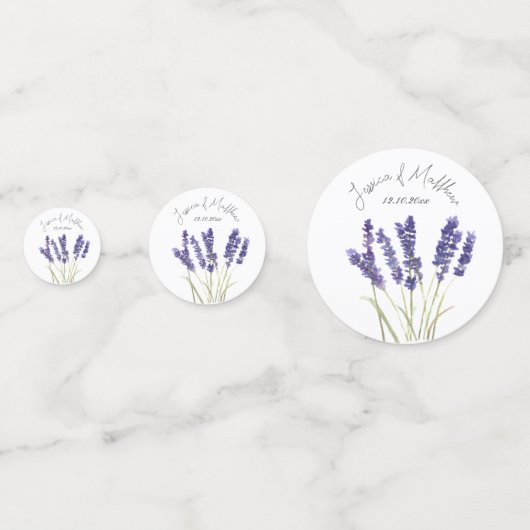 Paarse lavendelbloemen bloemenschildering Bruiloft Confetti (Achterkanten)