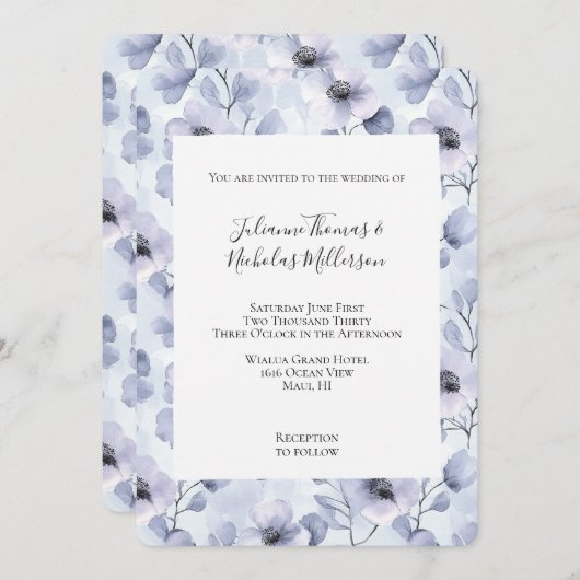  Paarse Lavendelbloemen bruiloft Kaart (Voorkant / Achterkant)