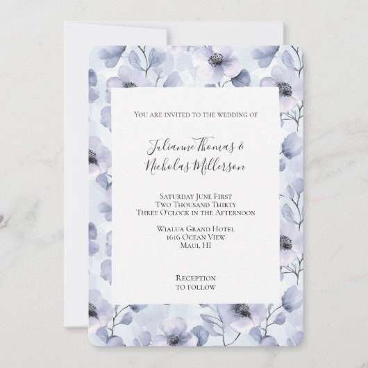  Paarse Lavendelbloemen bruiloft Kaart (Voorkant)