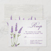Paarse lavendelbloemen Bruiloft RSVP Kaartje (Voorkant / Achterkant)