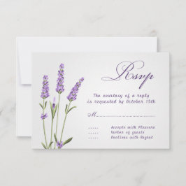 Paarse lavendelbloemen Bruiloft RSVP Kaartje