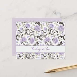 Paarse lavendelbloemen denken aan jou briefkaart