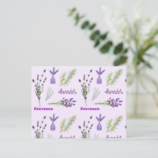 Paarse lavendelbloemen en bosjes lavendel briefkaart (Staand voorkant)