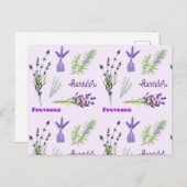 Paarse lavendelbloemen en bosjes lavendel briefkaart (Voorkant / Achterkant)